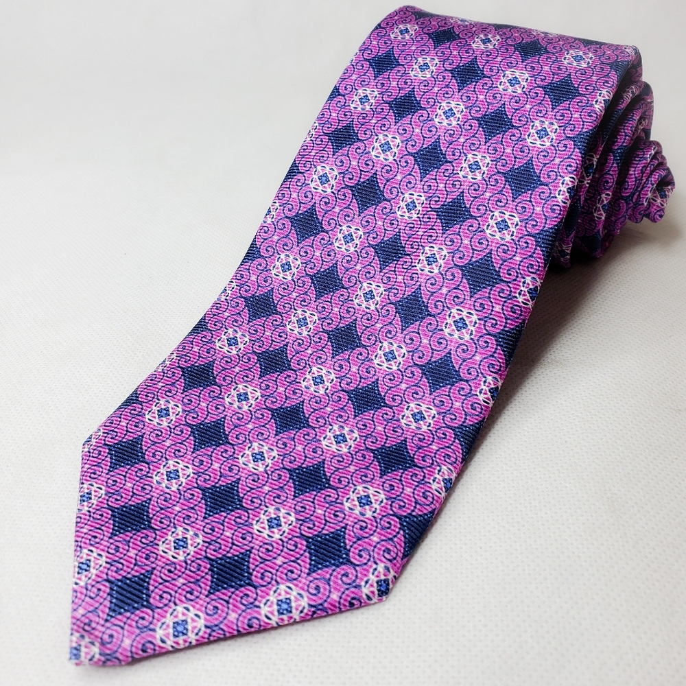 Roberr Talbott Purple Geometric Neck Tie New
